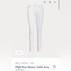 Ralph Lauren High Rise Skinny Ankle Jean - White